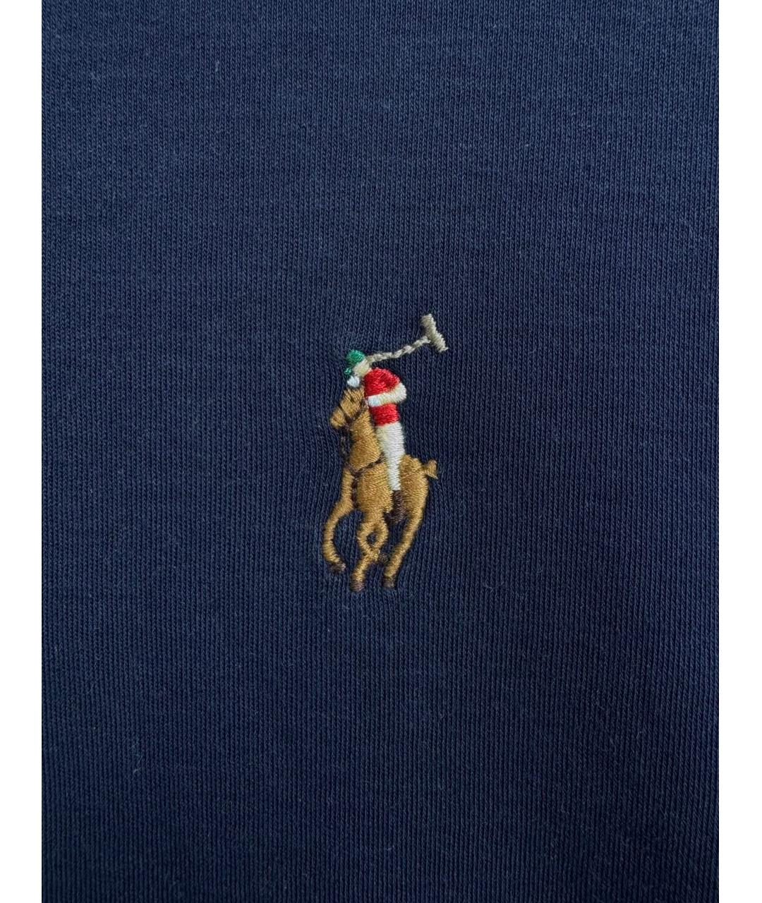 POLO RALPH LAUREN Темно-синяя хлопковая футболка, фото 4