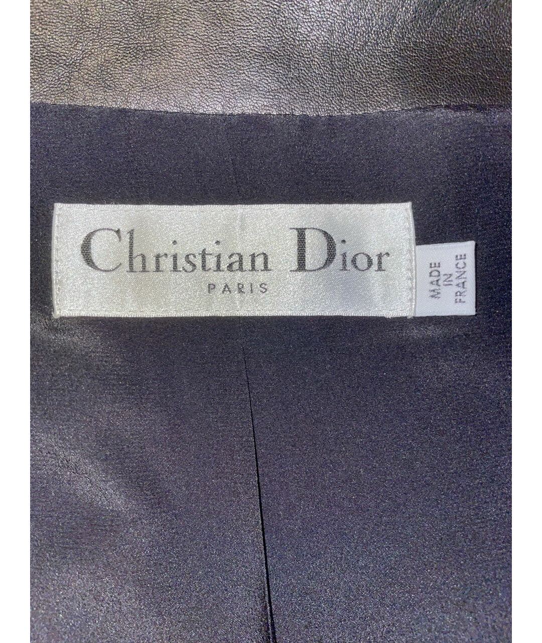 CHRISTIAN DIOR Черный кожаный жакет/пиджак, фото 3