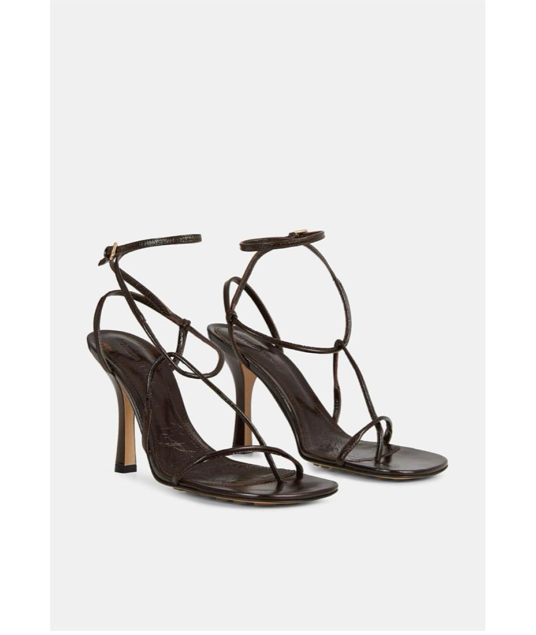 BOTTEGA VENETA Коричневые кожаные босоножки, фото 9