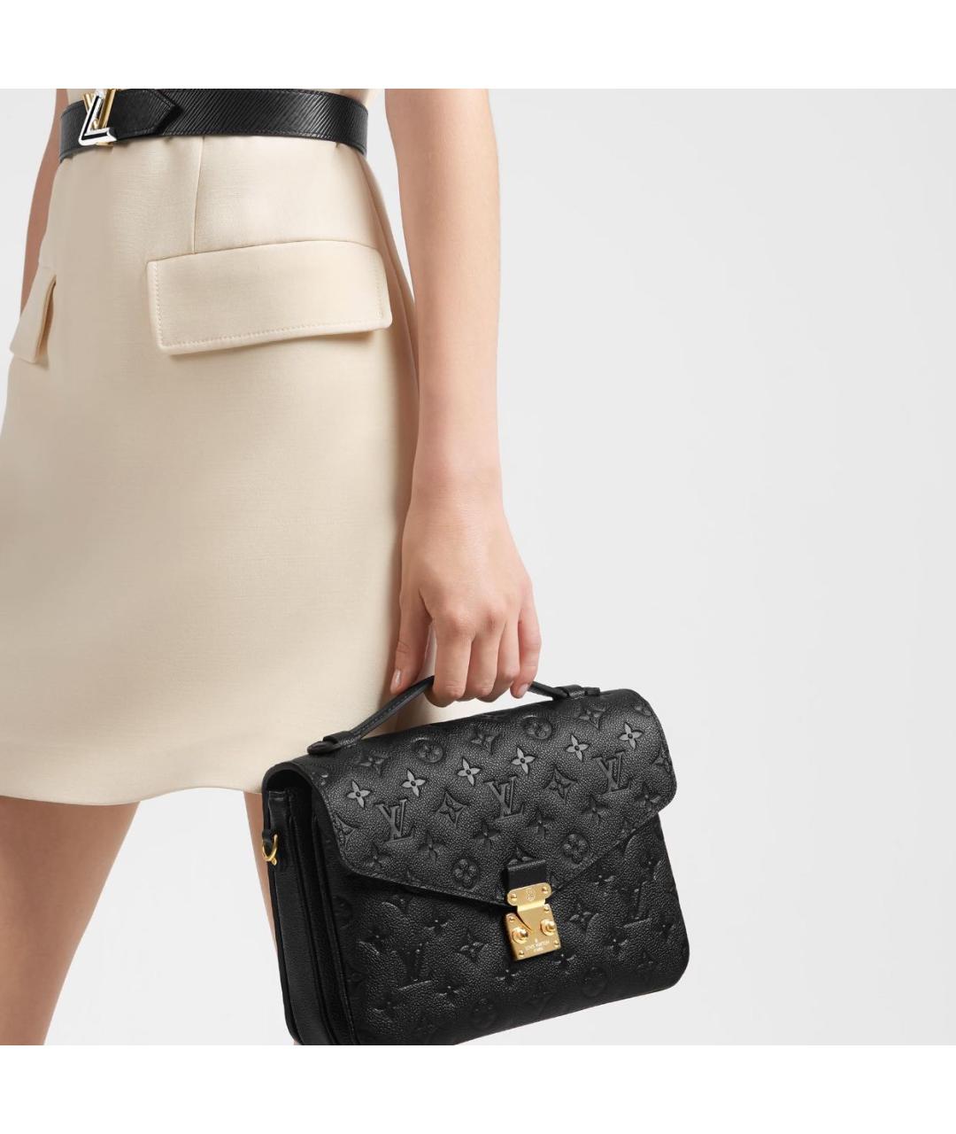 LOUIS VUITTON Черная кожаная сумка через плечо, фото 5