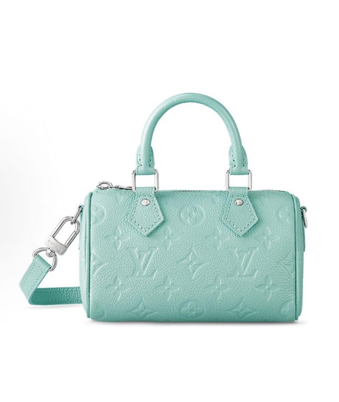 LOUIS VUITTON Бирюзовая кожаная сумка с короткими ручками, фото 5