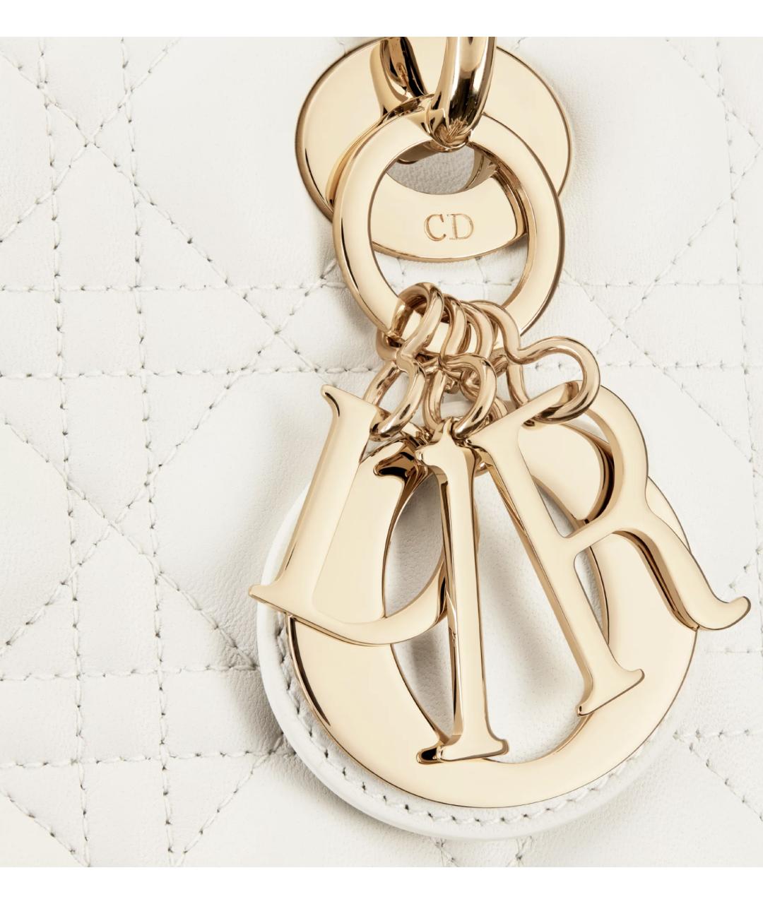 CHRISTIAN DIOR Белая кожаная сумка с короткими ручками, фото 8