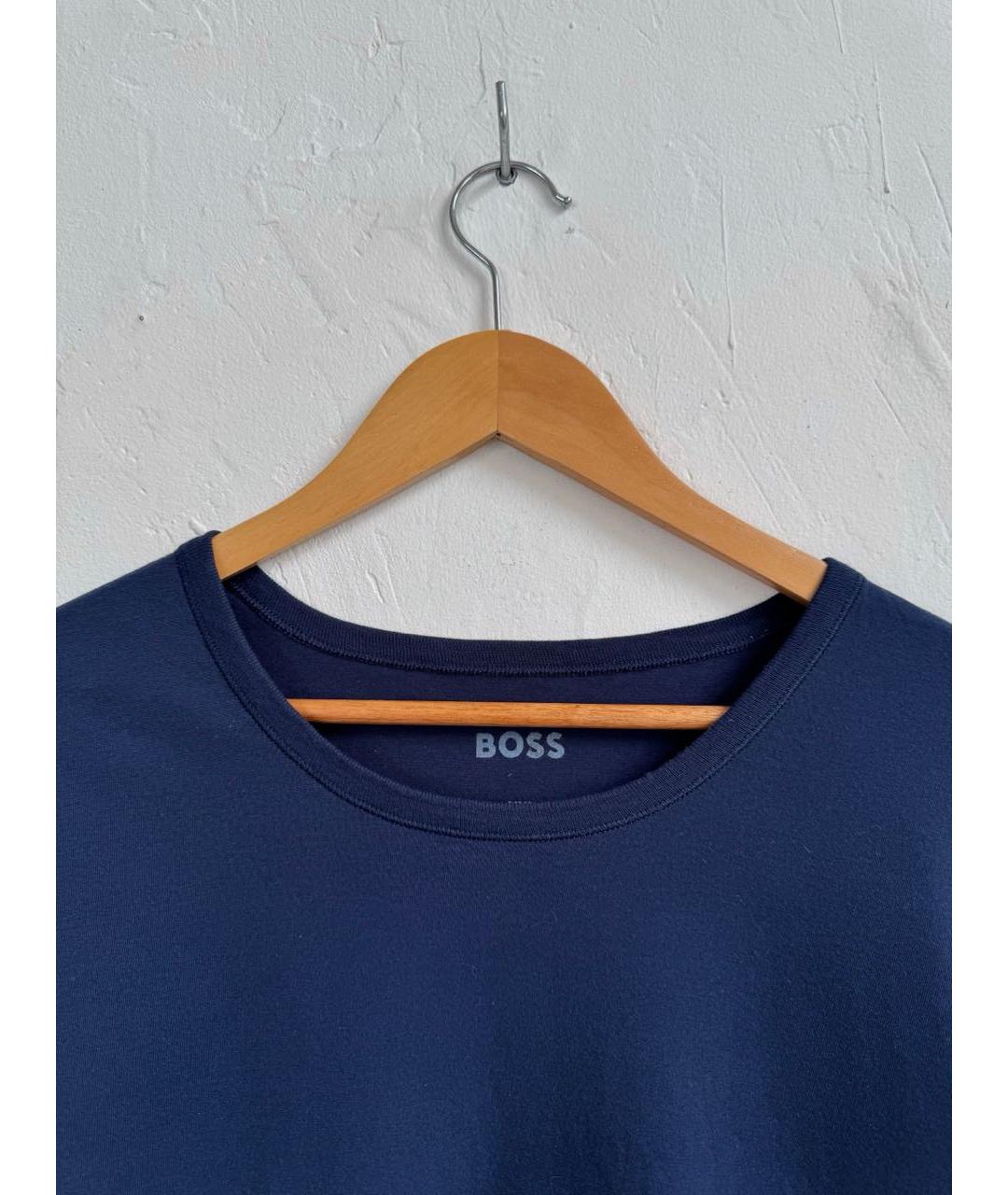 HUGO BOSS Темно-синяя хлопковая футболка, фото 4