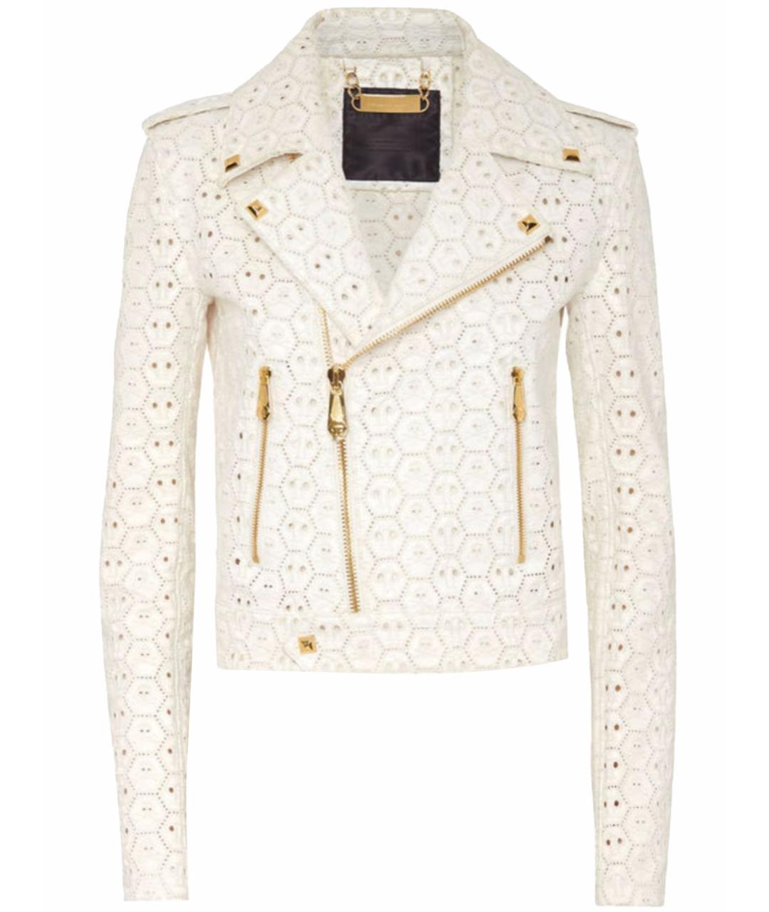 PHILIPP PLEIN Белая кожаная куртка, фото 1