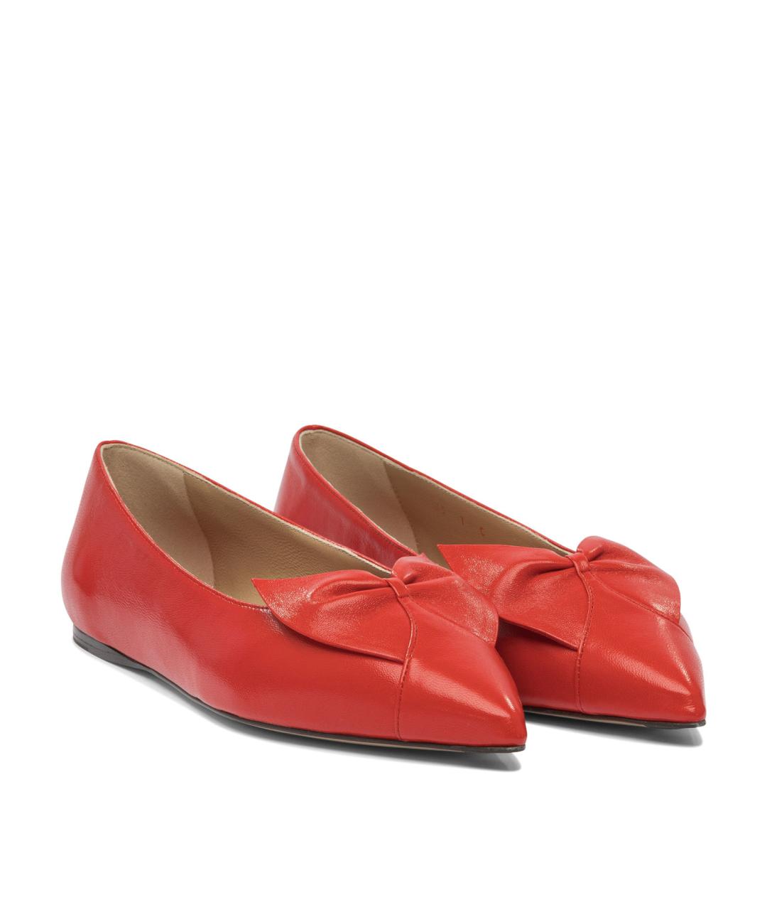 FERRAGAMO Красные кожаные балетки, фото 2