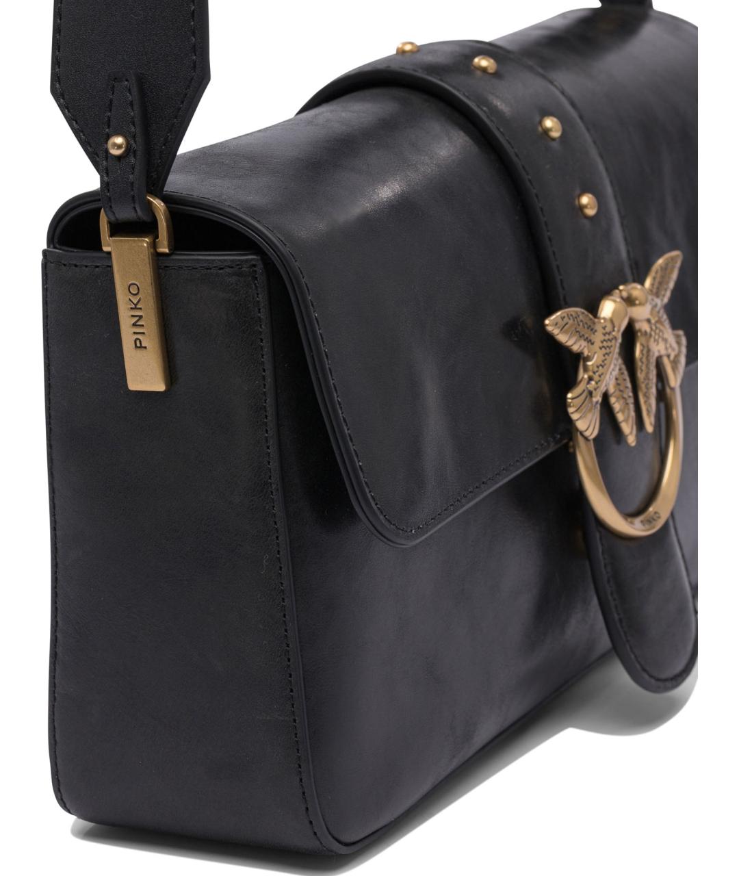 PINKO Черная кожаная сумка через плечо, фото 4
