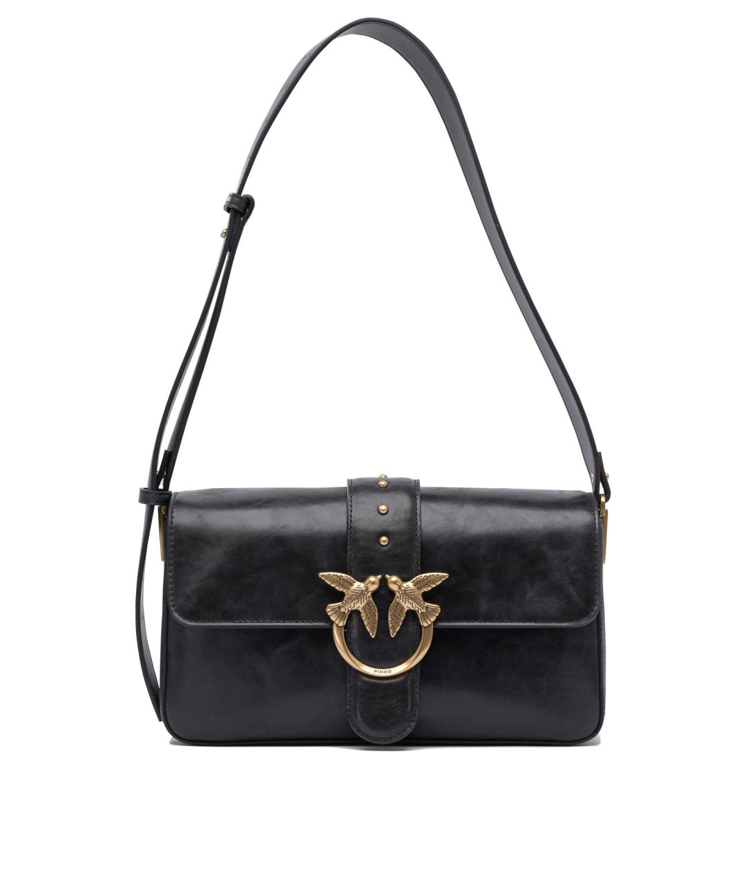 PINKO Черная кожаная сумка через плечо, фото 1