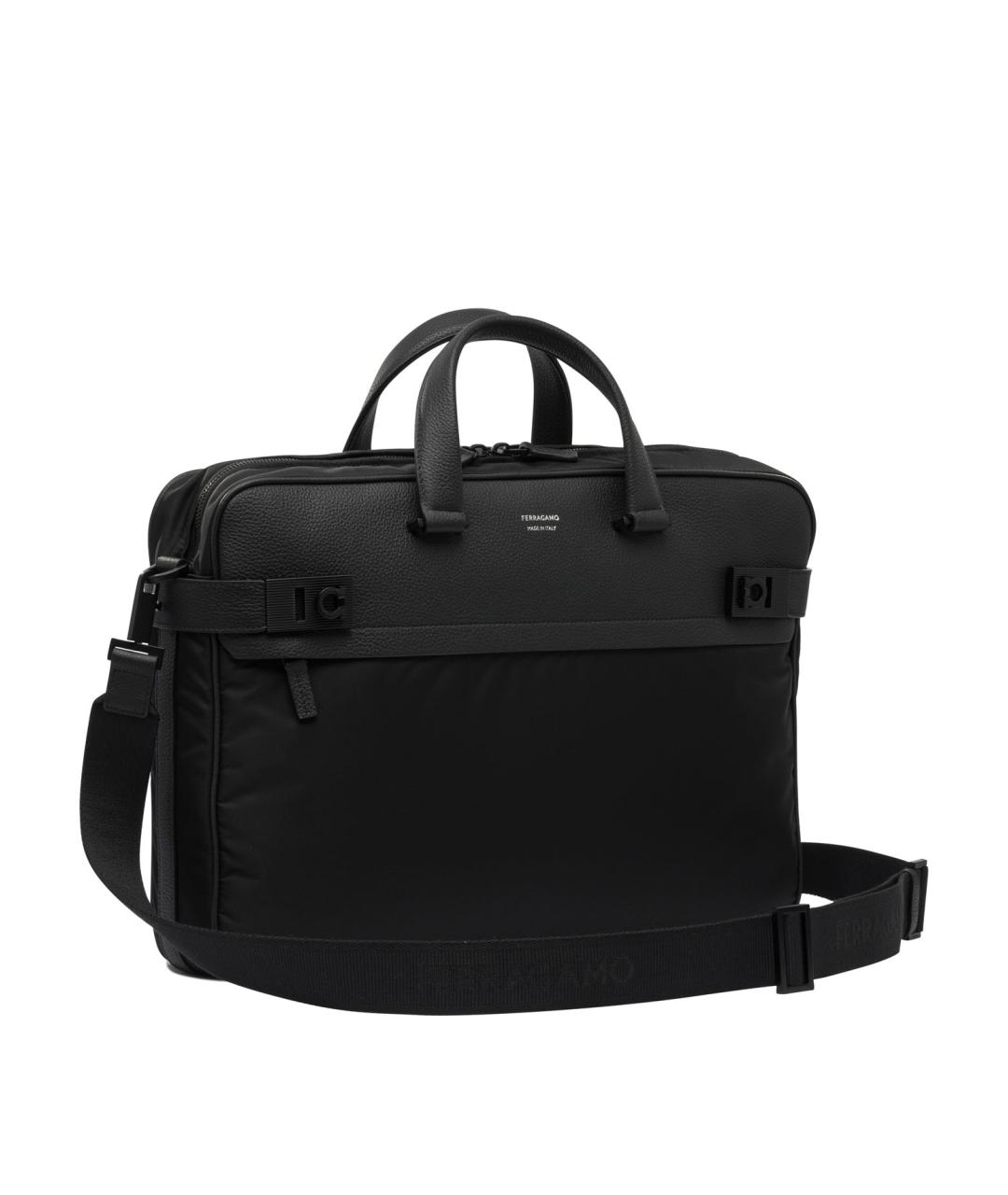 FERRAGAMO Черная синтетическая сумка на плечо, фото 2