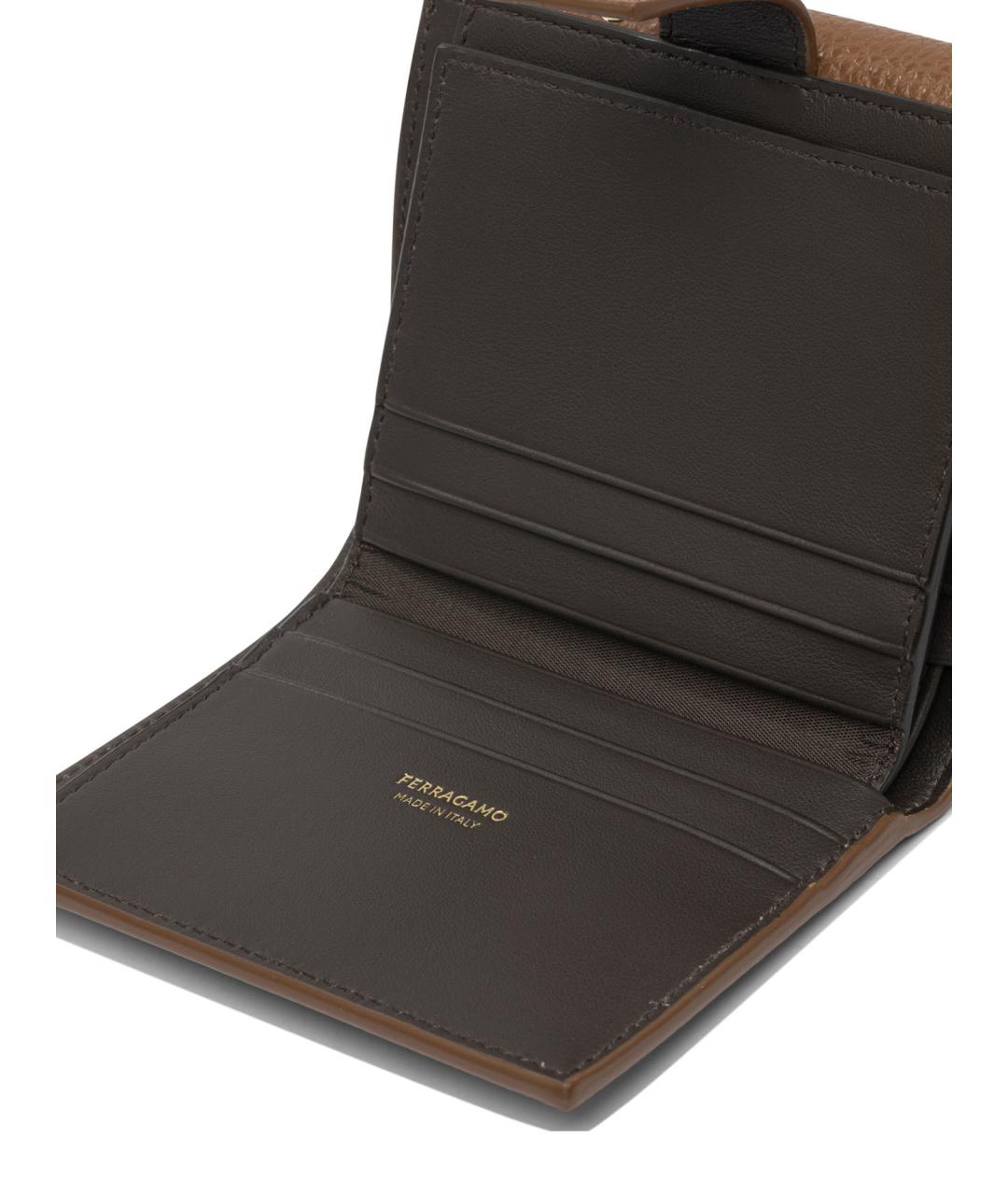FERRAGAMO Коричневый кожаный кошелек, фото 4