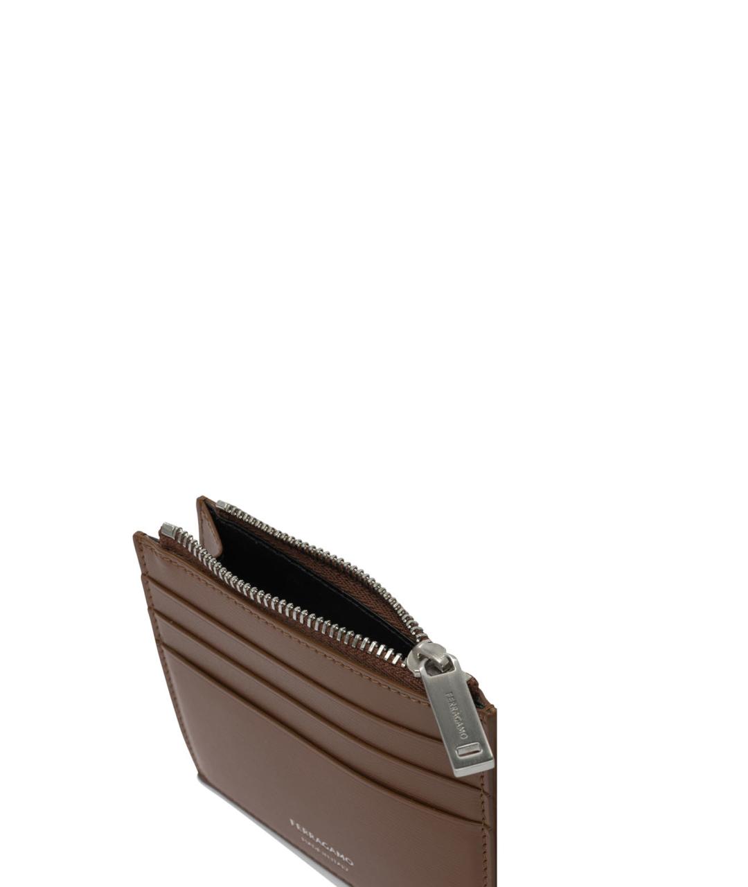 FERRAGAMO Коричневый кожаный кардхолдер, фото 5