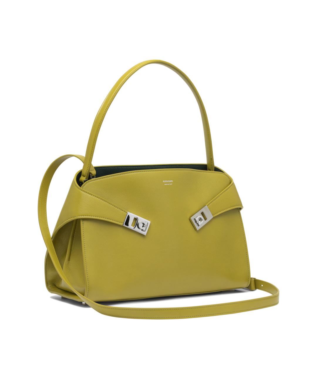 FERRAGAMO Зеленая кожаная сумка через плечо, фото 2