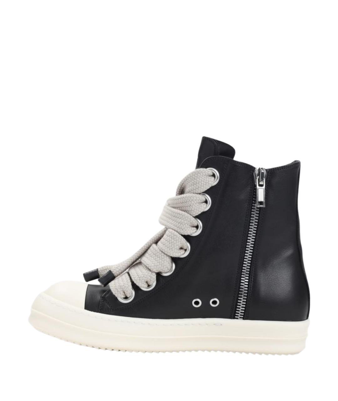RICK OWENS Черные кожаные низкие кроссовки / кеды, фото 2