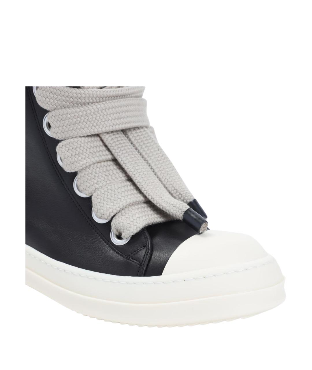 RICK OWENS Черные кожаные низкие кроссовки / кеды, фото 4