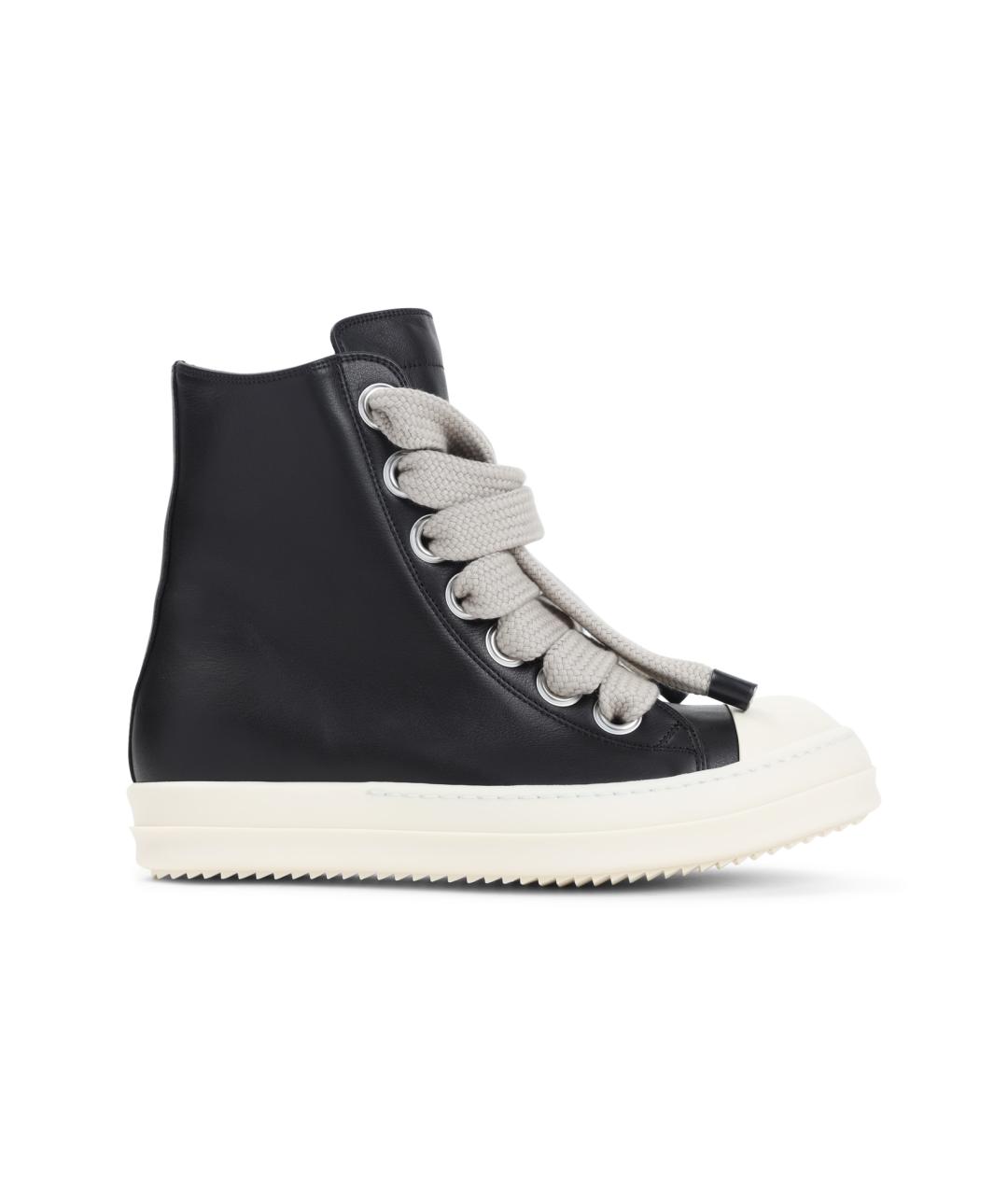 RICK OWENS Черные кожаные низкие кроссовки / кеды, фото 1
