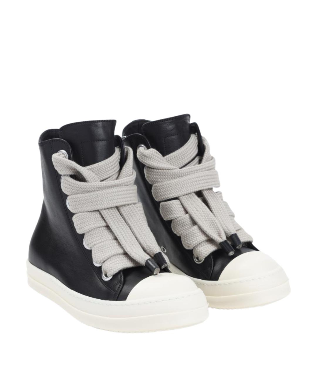 RICK OWENS Черные кожаные низкие кроссовки / кеды, фото 3
