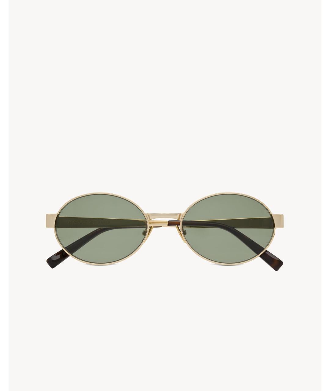 SAINT LAURENT Золотые металлические солнцезащитные очки, фото 2