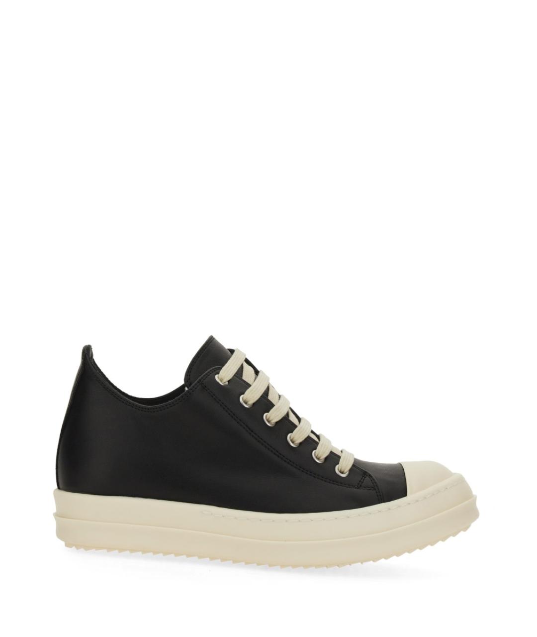 RICK OWENS Черные кожаные кеды, фото 1