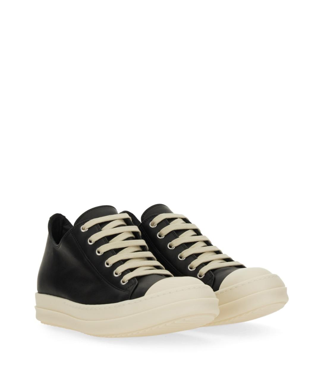 RICK OWENS Черные кожаные кеды, фото 3