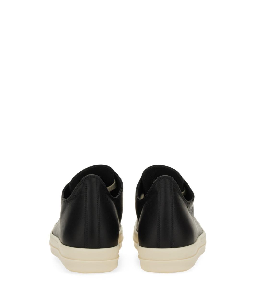 RICK OWENS Черные кожаные низкие кроссовки / кеды, фото 4
