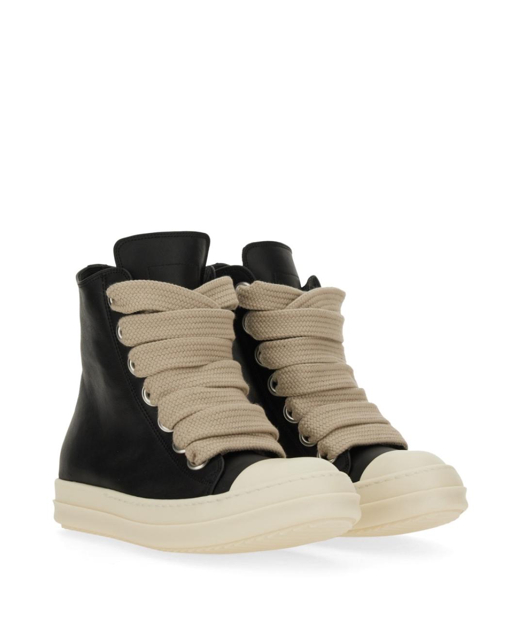RICK OWENS Черные кожаные кроссовки, фото 2