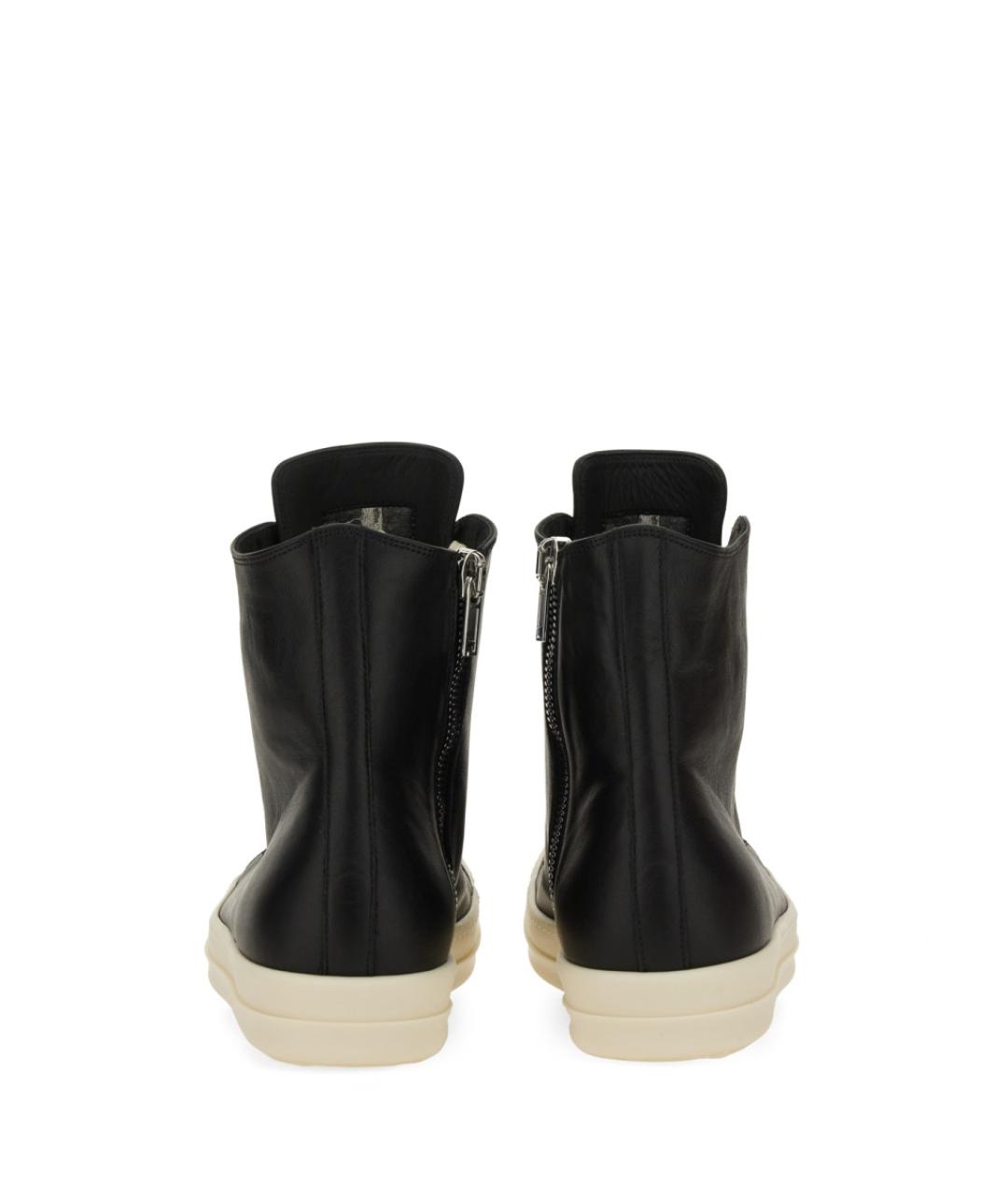 RICK OWENS Черные кожаные высокие кроссовки / кеды, фото 3