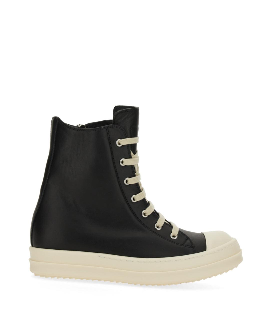 RICK OWENS Черные кожаные кеды, фото 1