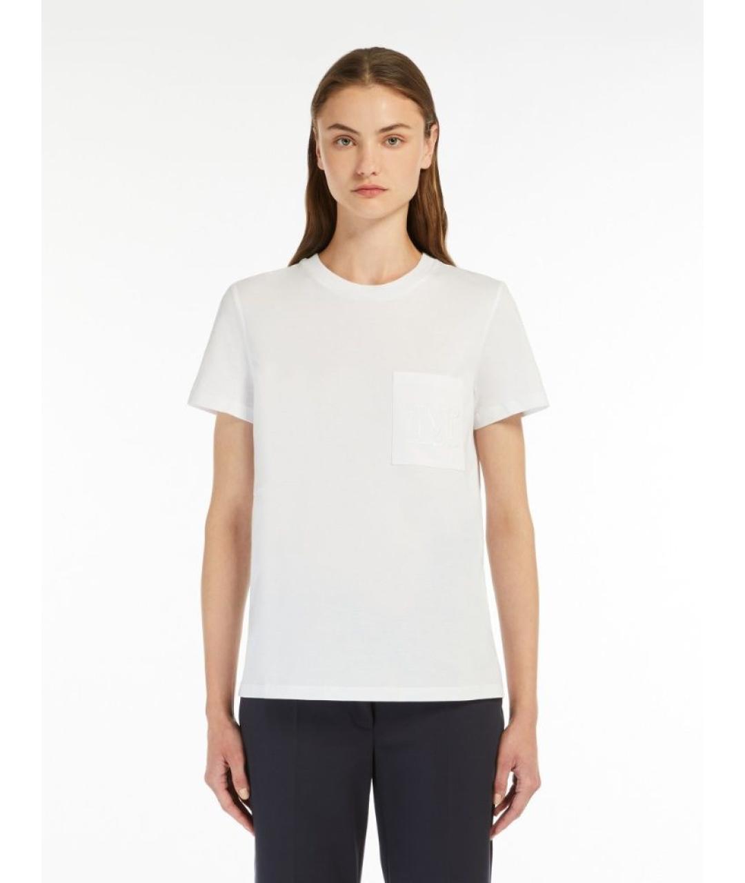 MAX MARA Белая хлопковая футболка, фото 2
