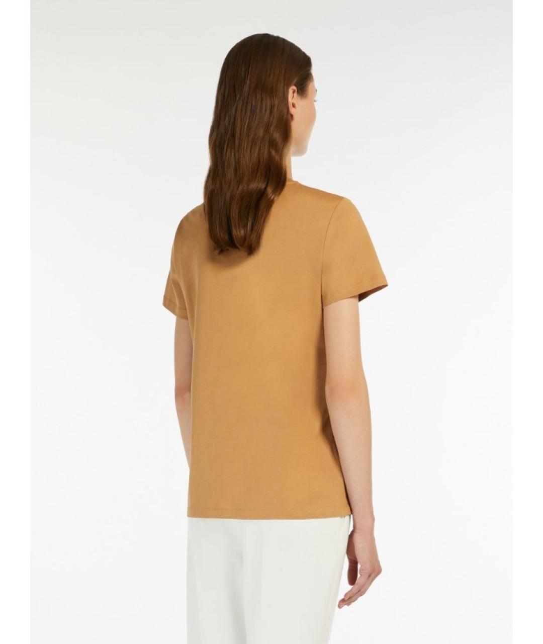 MAX MARA Бежевая хлопковая футболка, фото 3