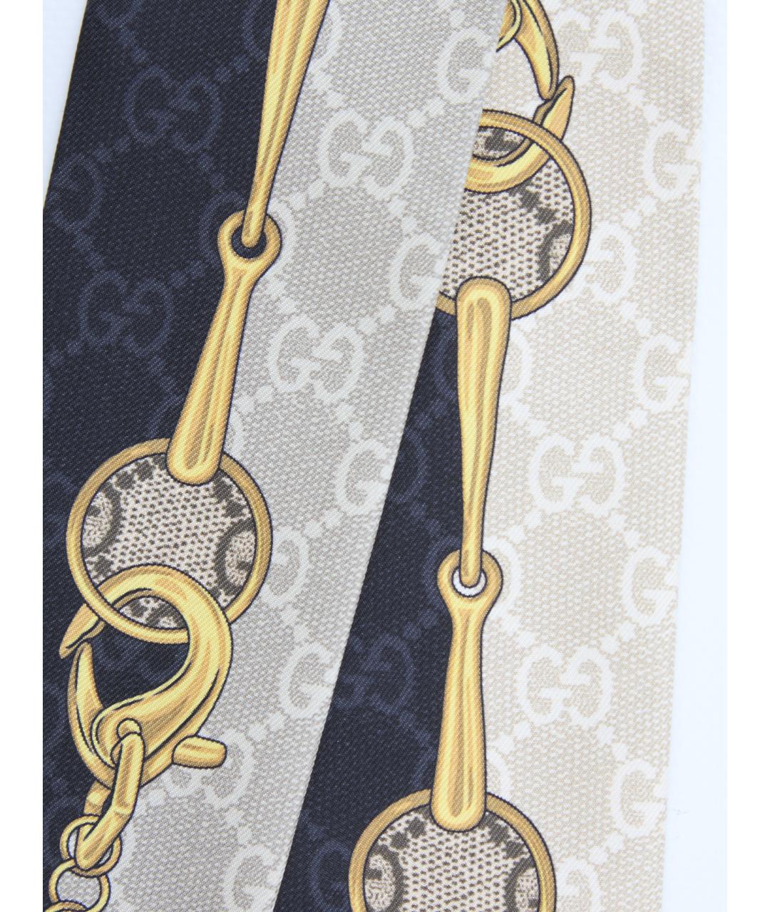 GUCCI Черный шелковый шарф, фото 2