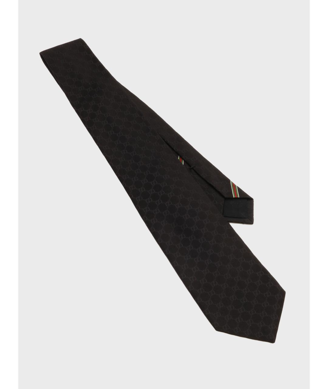 GUCCI Черный шелковый галстук, фото 2