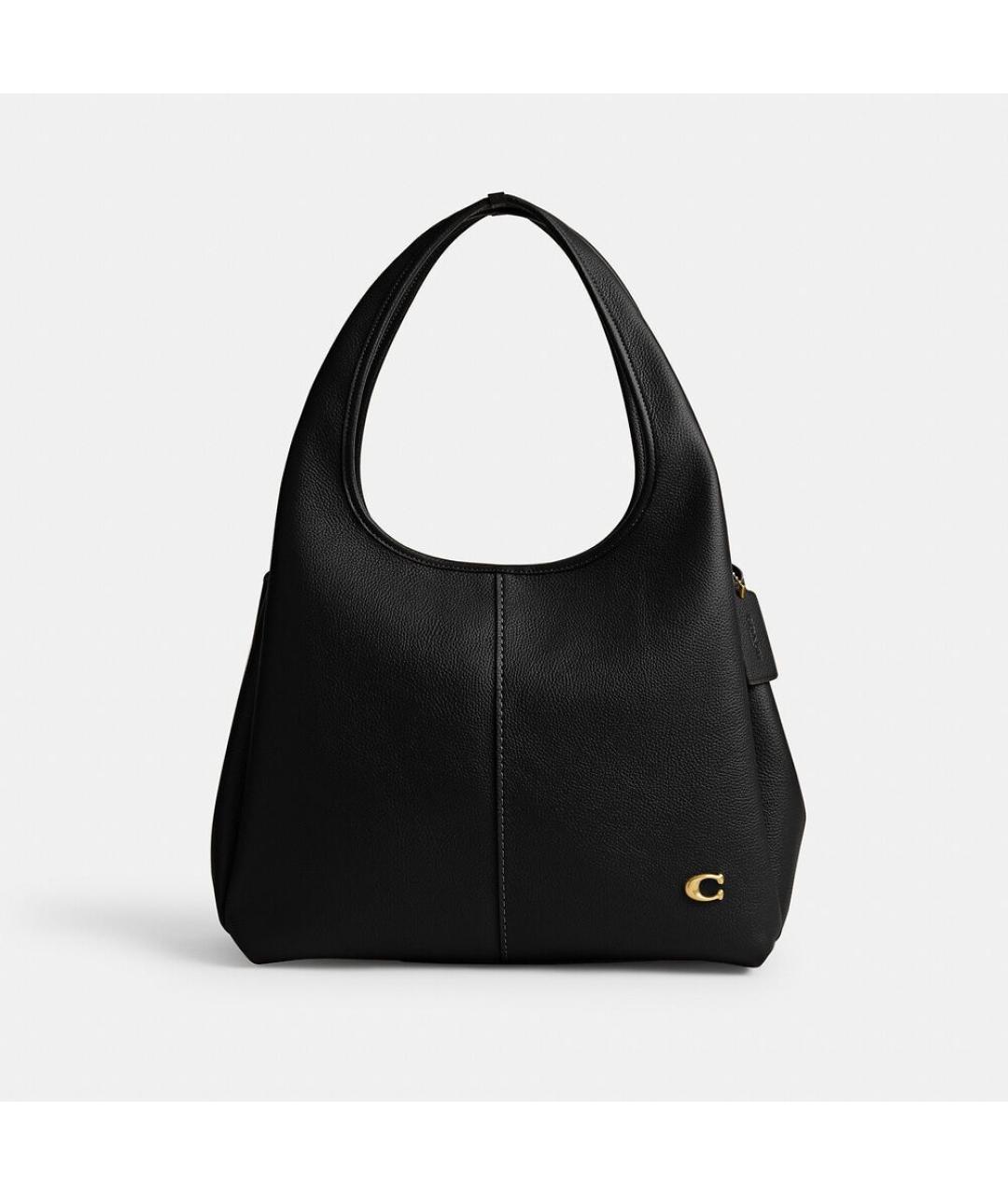 COACH Черная кожаная сумка тоут, фото 5