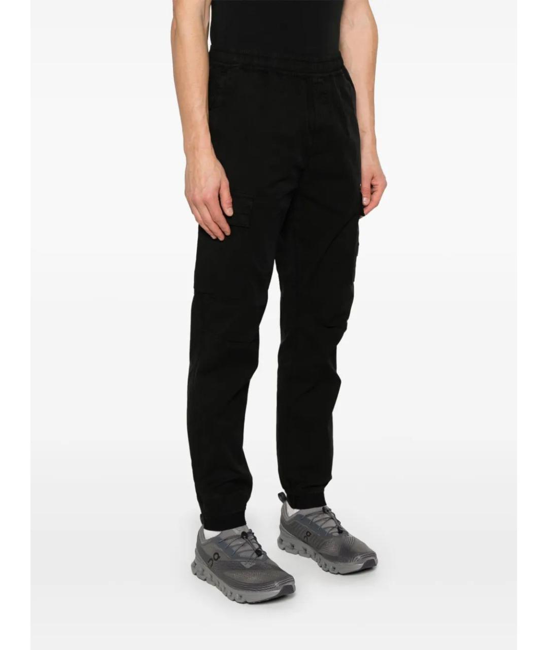 STONE ISLAND Черные хлопковые повседневные брюки, фото 2