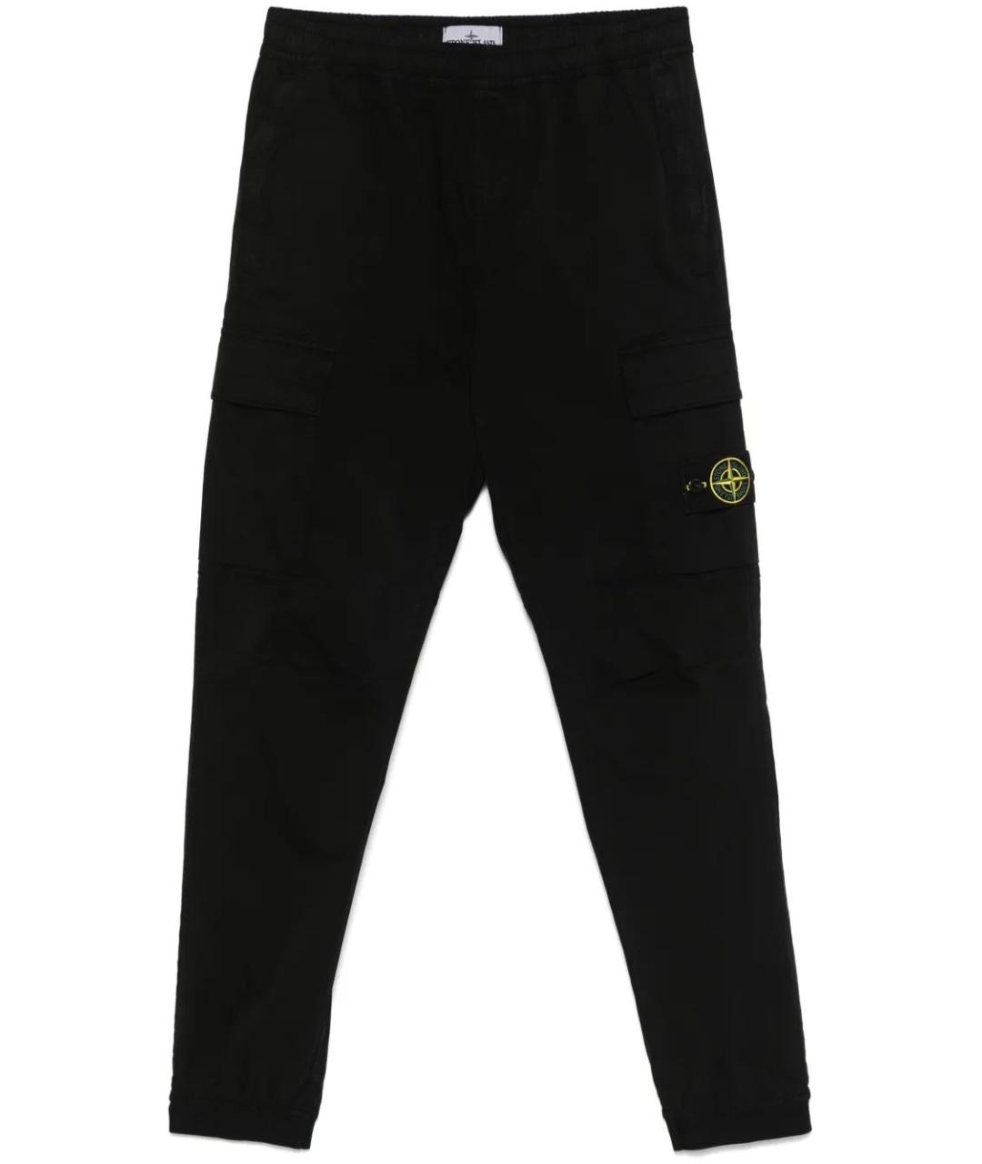 STONE ISLAND Черные хлопковые повседневные брюки, фото 1