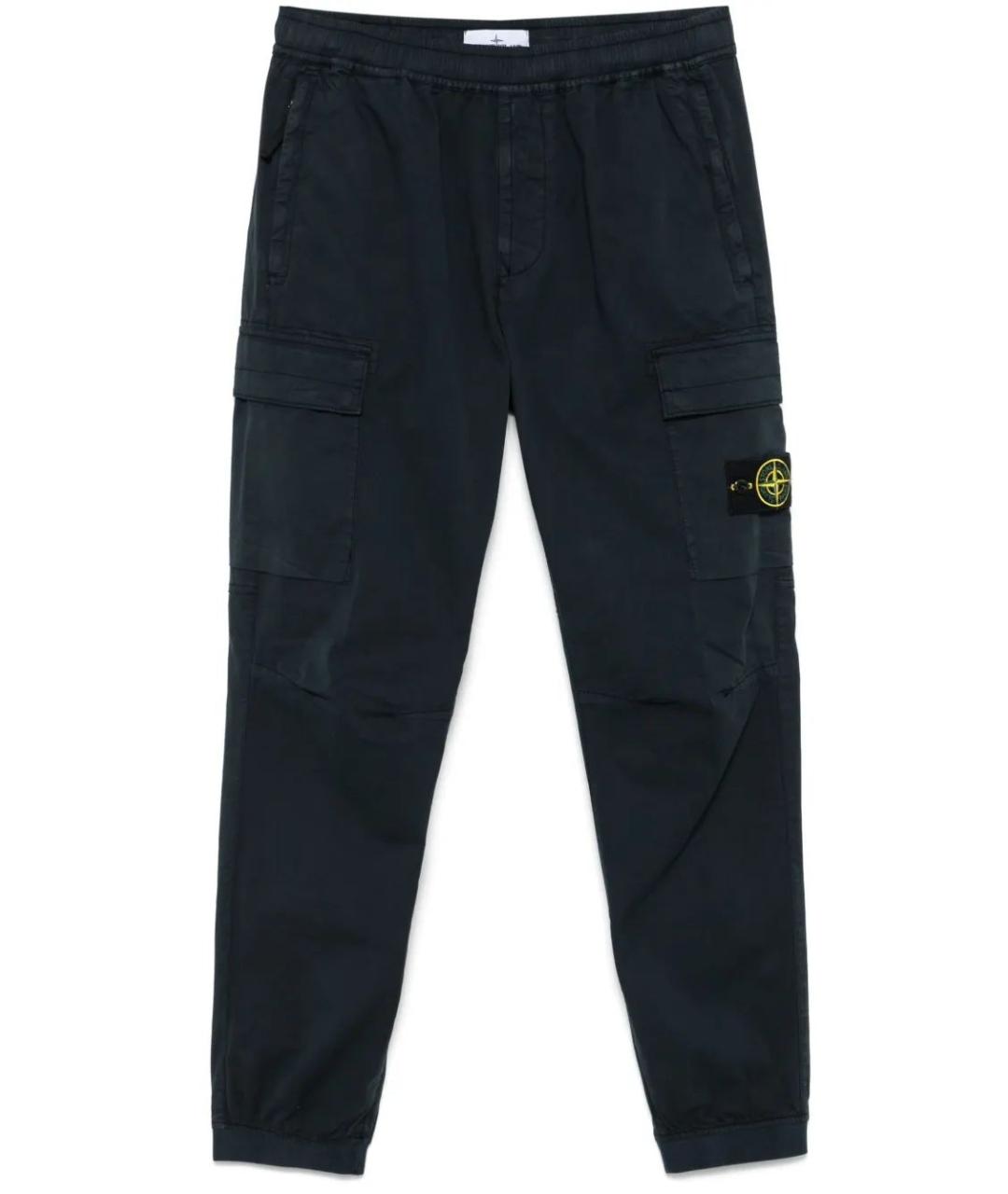 STONE ISLAND Темно-синие хлопковые повседневные брюки, фото 1