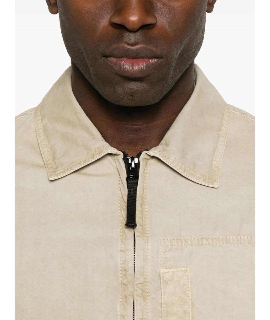 STONE ISLAND Бежевая хлопковая кэжуал рубашка, фото 2