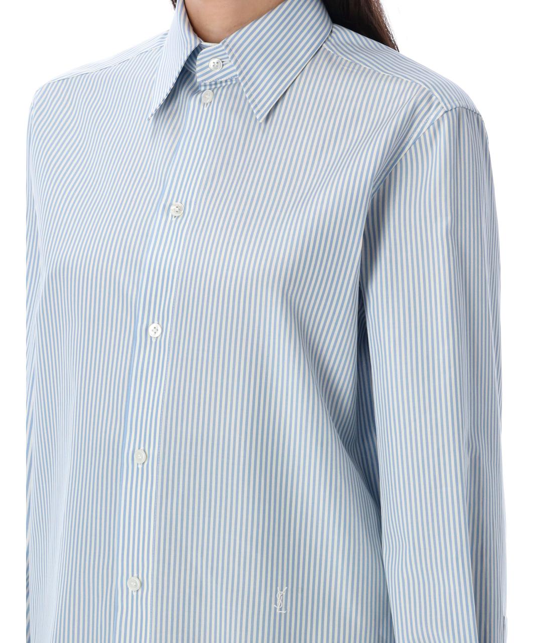 SAINT LAURENT Синяя хлопковая рубашка, фото 4