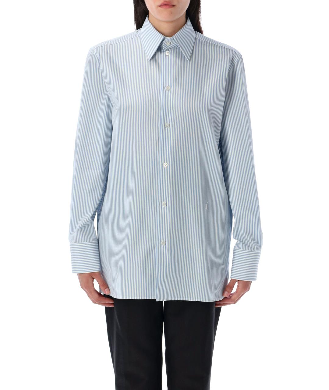 SAINT LAURENT Синяя хлопковая рубашка, фото 2