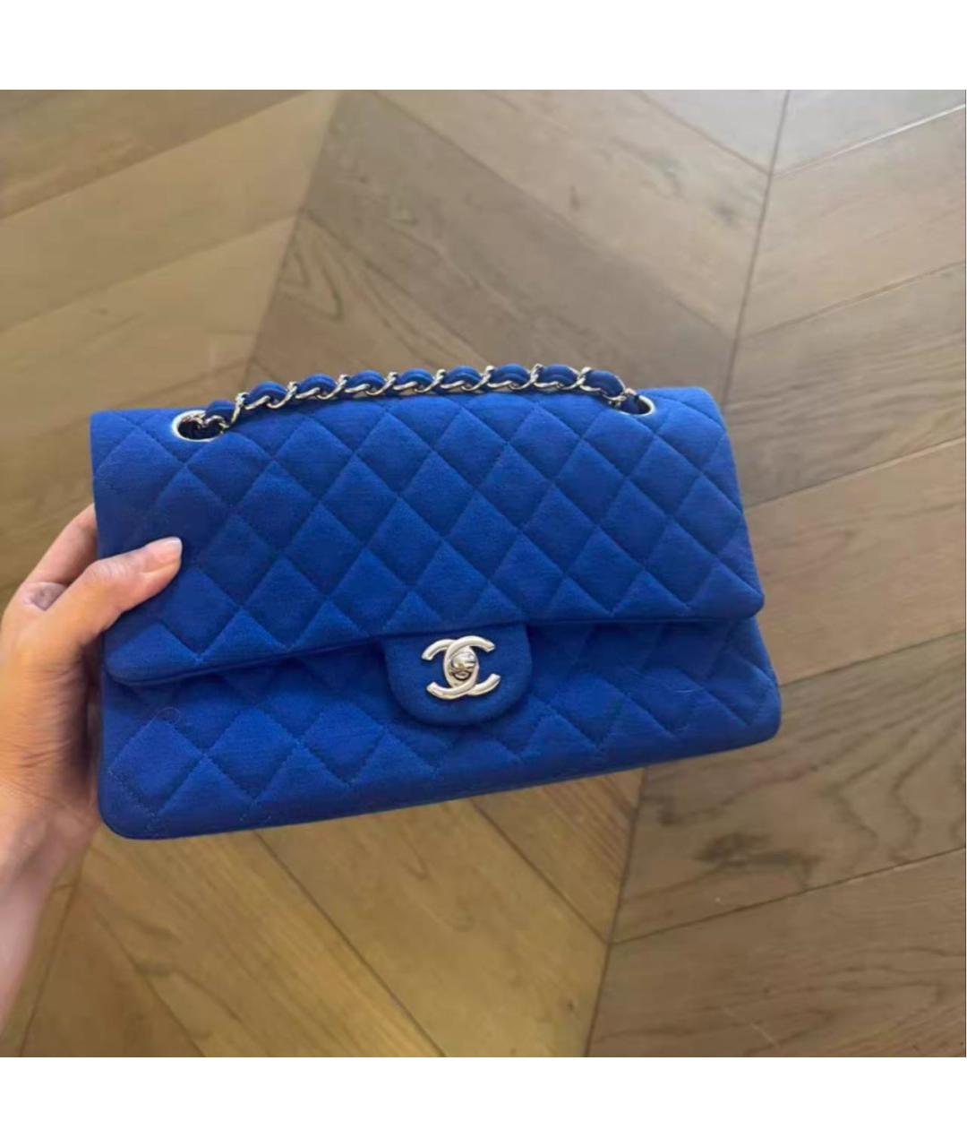 CHANEL Синяя тканевая сумка через плечо, фото 2