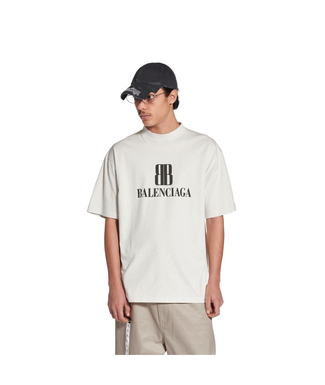 BALENCIAGA Белая хлопковая футболка, фото 3