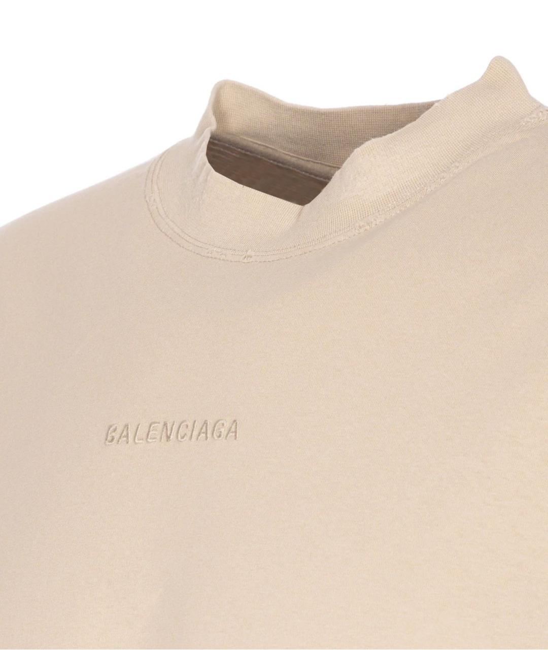 BALENCIAGA Бежевая хлопковая футболка, фото 3
