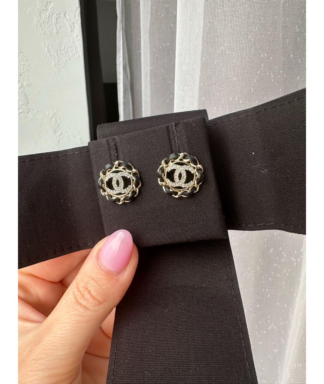 CHANEL Черные металлические серьги, фото 4