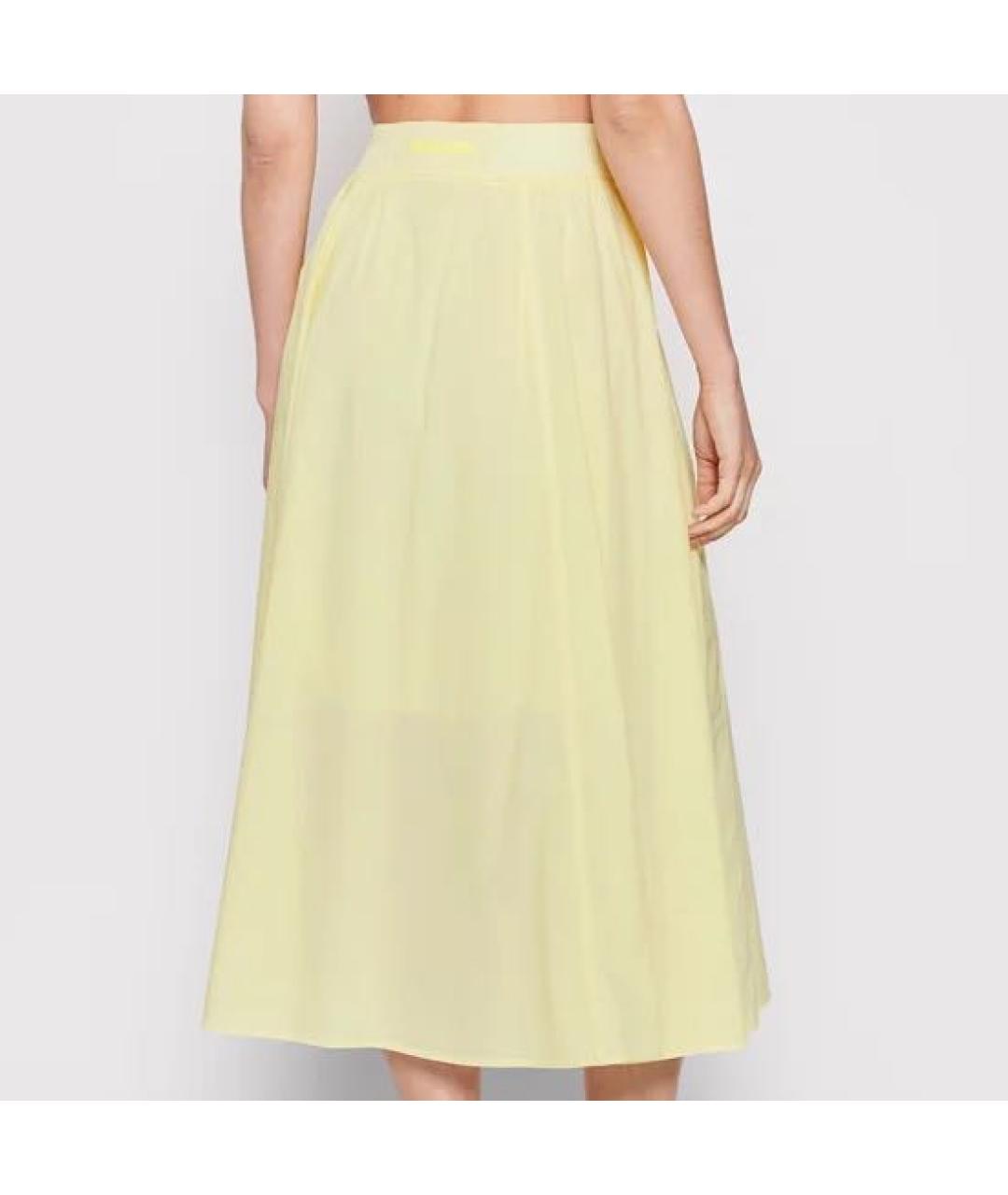 MAX MARA Желтая хлопковая юбка миди, фото 2