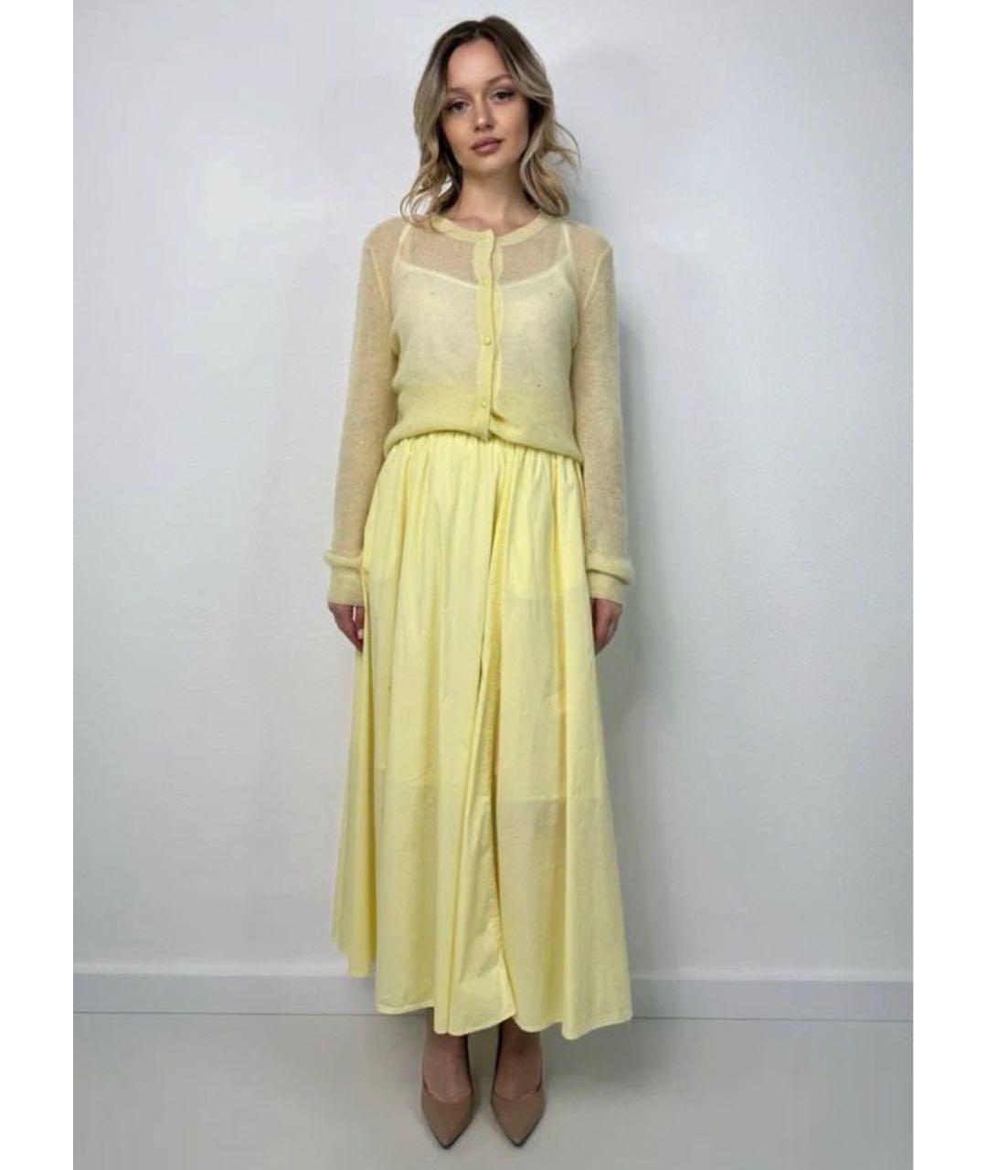 MAX MARA Желтая хлопковая юбка миди, фото 8