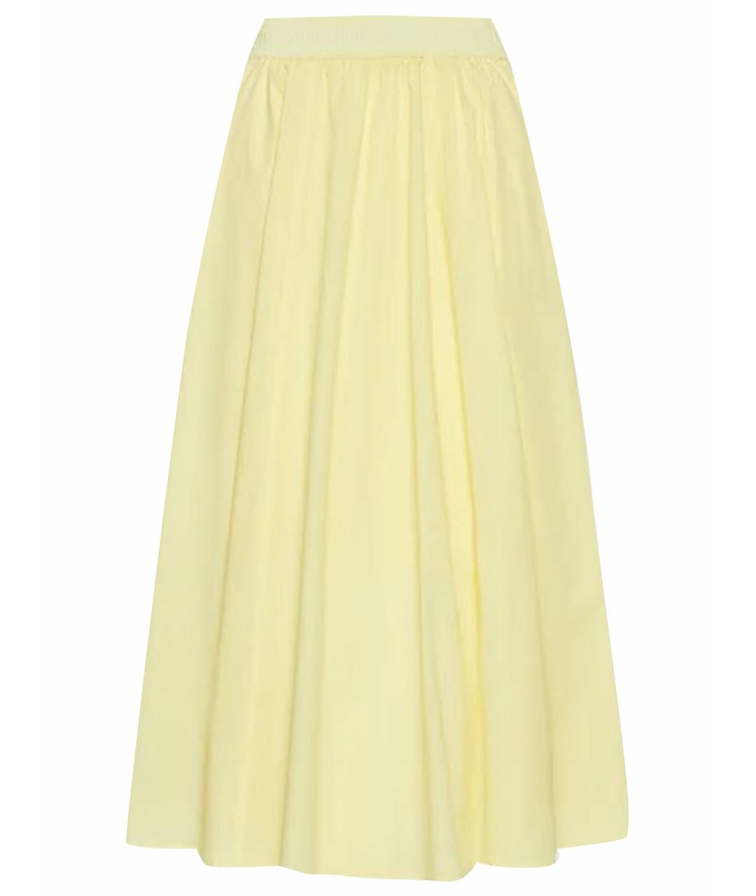 MAX MARA Желтая хлопковая юбка миди, фото 1