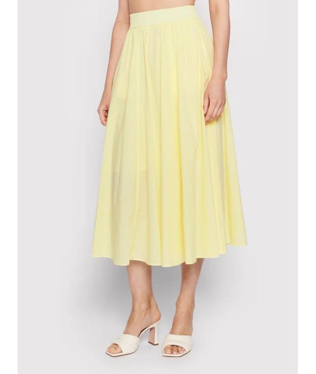 MAX MARA Желтая хлопковая юбка миди, фото 4