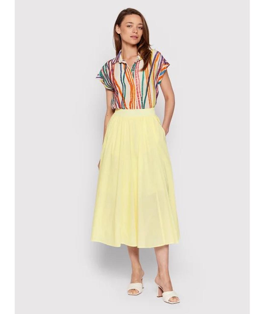 MAX MARA Желтая хлопковая юбка миди, фото 5