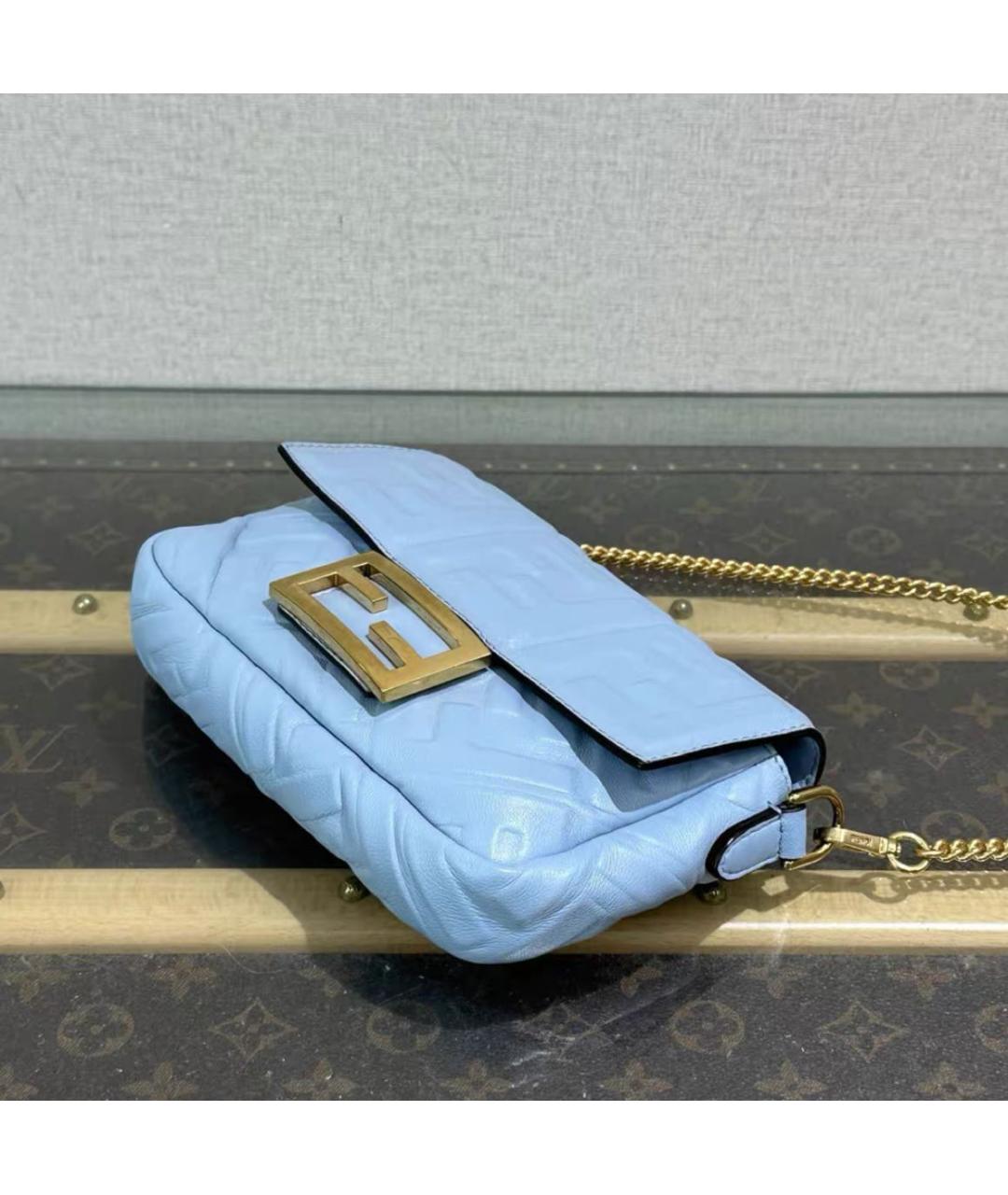 FENDI Голубая кожаная сумка через плечо, фото 6