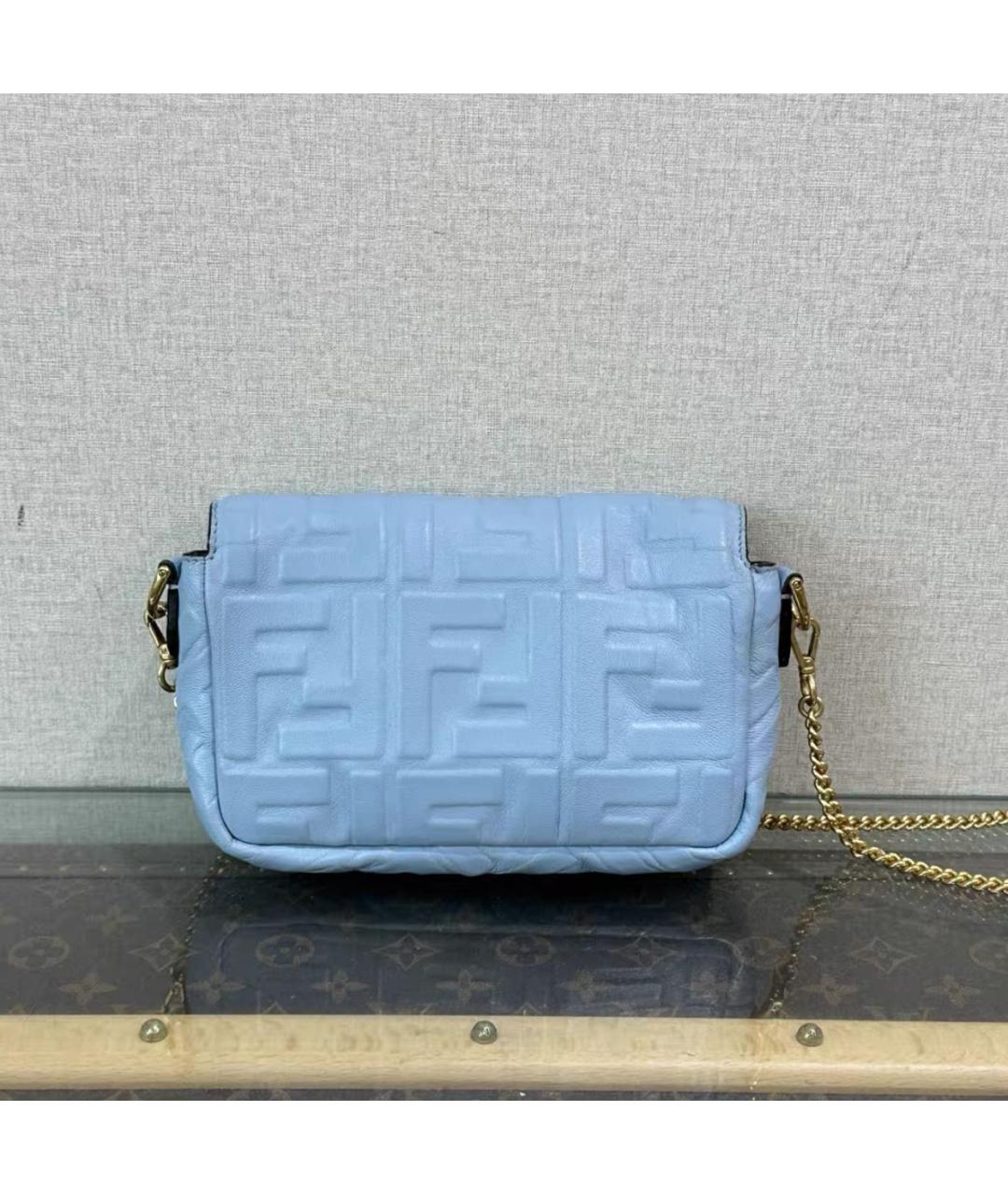 FENDI Голубая кожаная сумка через плечо, фото 3