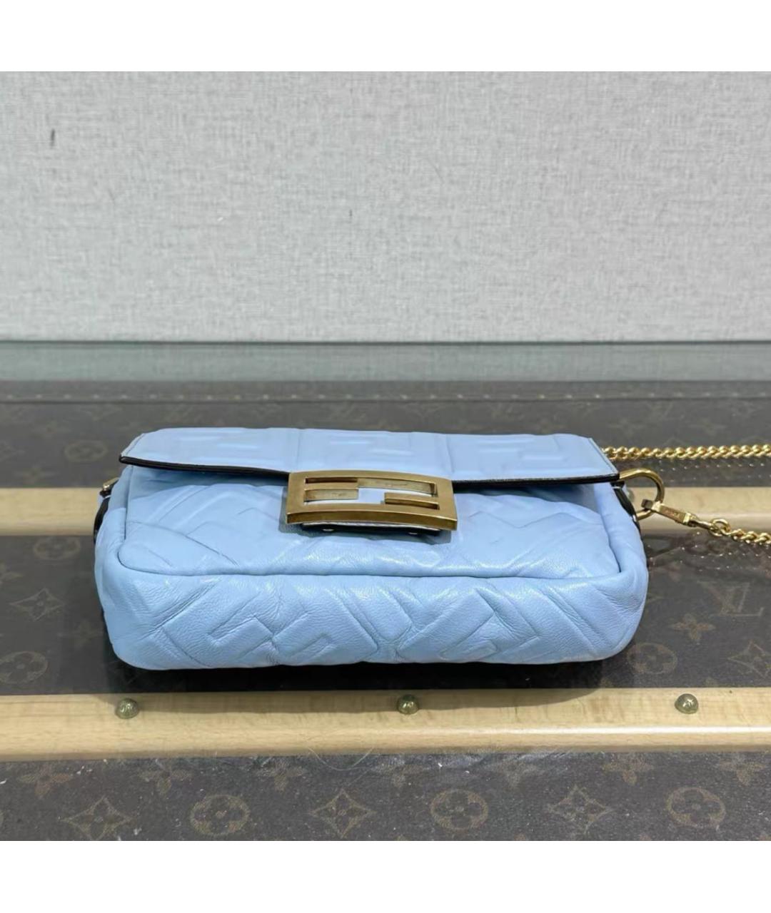FENDI Голубая кожаная сумка через плечо, фото 5