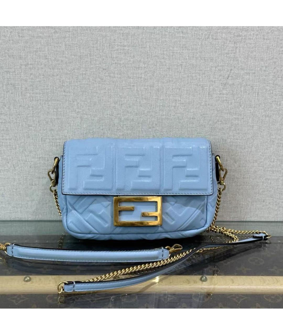 FENDI Голубая кожаная сумка через плечо, фото 7